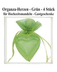 Organza-Herz Grün für Hochzeitsmandeln und Gastgeschenke
