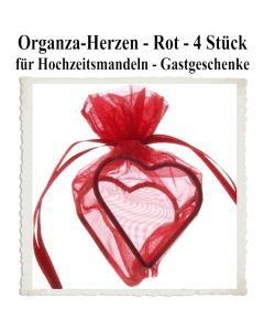 Organza-Herz Rot für Hochzeitsmandeln und Gastgeschenke