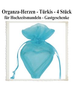 Organza-Herz Türkis für Hochzeitsmandeln und Gastgeschenke