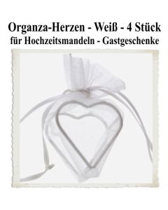 Organza-Herz Weiß für Hochzeitsmandeln und Gastgeschenke