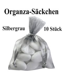 Organza-Beutel Silbergrau für Taufmandeln oder Hochzeitsmandeln