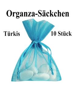 Organza-Beutel Türkis für Taufmandeln oder Hochzeitsmandeln