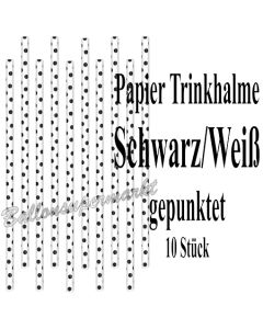 Schwarz-Weiß gepunktete Papier-Trinkhalme, 10 Stück