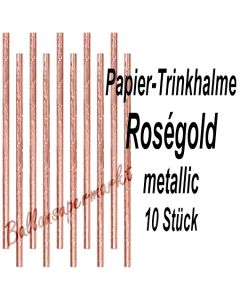Rosegoldene Papier-Trinkhalme, 10 Stück