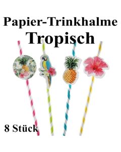 Papier-Trinkhalme Tropisch, 8 Stück