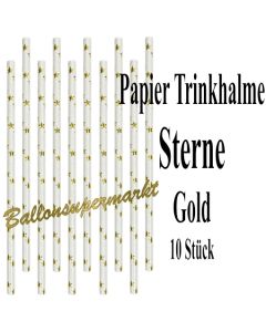 Goldene Sterne Papier-Trinkhalme, 10 Stück