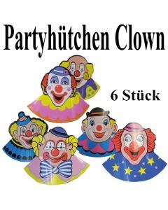 Partyhüte Clowns, 6 Stück