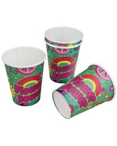 Partybecher Flower Power, Mottoparty Hippie, 70er Jahre