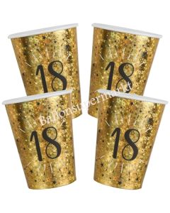 Glitzer Gold Partybecher zum 18. Geburtstag, 10 Stück
