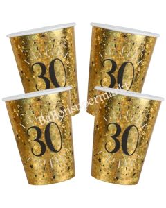 Glitzer Gold Partybecher zum 30. Geburtstag, 10 Stück