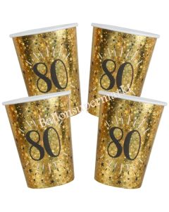 Glitzer Gold Partybecher zum 80. Geburtstag, 10 Stück