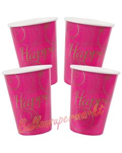 Partybecher Happy, pink, 10 Stück