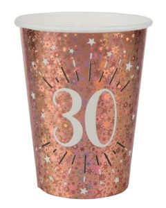 Rosegold Sparkling Partybecher zum 30. Geburtstag, 10 Stück