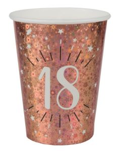 Rosegold Sparkling Partybecher zum 18. Geburtstag, 10 Stück