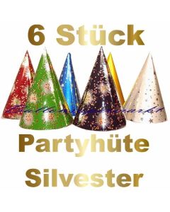 Partyhüte Silvester, 6 Stück