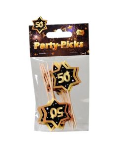 Party Picker Zahl 50, Schwarz/Gold, Dekoration zum Geburtstag