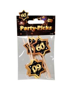 Party Picker Zahl 60, Schwarz/Gold, Dekoration zum Geburtstag