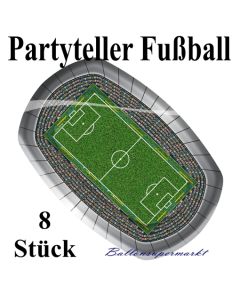 Partyteller Fußball, 8 Stück, Motiv-Fußball-Stadion