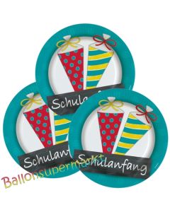 Partyteller zum Schulanfang, Schultüten, Zuckertüten