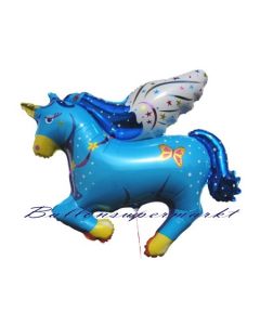 Luftballon Pegasus, Einhorn, Blau, Folienballon mit Ballongas