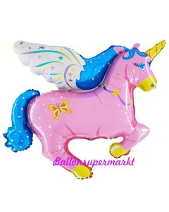 Pegasus pink Luftballon aus Folie ohne Ballongas Helium