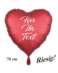 Personalisierter Herzluftballon, 3-zeilig, 70 cm, Satin de Luxe, rot