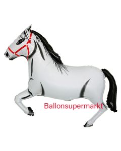 Pferd Luftballon aus Folie ohne Helium, weiss
