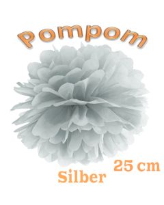 Pompom Silber, 25 cm