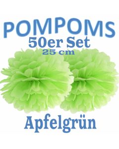 Pompoms Apfelgrün, 25 cm, 50 Stück