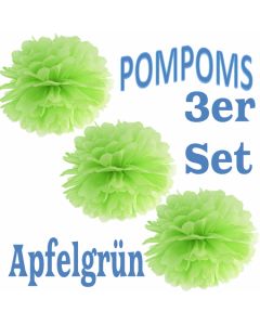 Pompoms Apfelgrün, 3 Stück