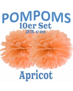 Pompoms Apricot, 25 cm, 10 Stück