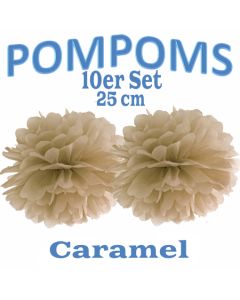 Pompoms Caramel, 25 cm, 10 Stück