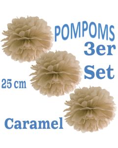 Pompoms Caramel, 25 cm, 3 Stück