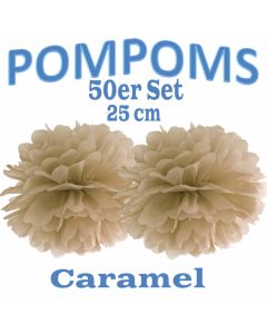 Pompoms Caramel, 25 cm, 50 Stück