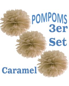 Pompoms Caramel, 3 Stück