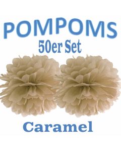 Pompoms Caramel, 35 cm, 50 Stück