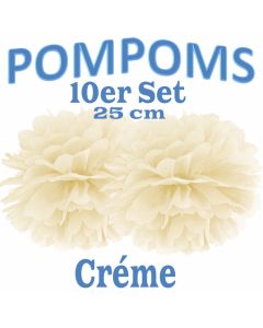 Pompoms Créme, 25 cm, 10 Stück