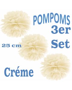 Pompoms Créme, 25 cm, 3 Stück