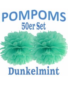 Pompoms Dunkelmint, 35 cm, 50 Stück