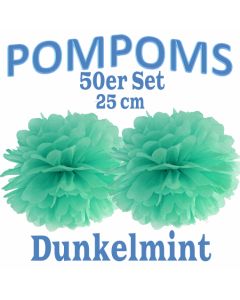 Pompoms Dunkelmint, 25 cm, 50 Stück