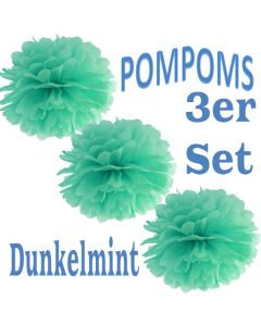 Pompoms Dunkelmint, 3 Stück