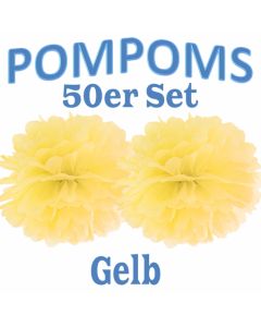 Pompoms Gelb, 50 Stück