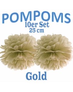 Pompoms Gold, 25 cm, 10 Stück