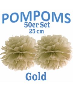 Pompoms Gold, 25 cm, 50 Stück