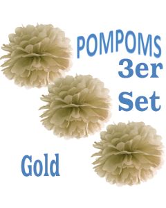 Pompoms Gold, 3 Stück
