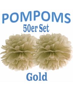 Pompoms Gold, 35 cm, 50 Stück