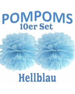 Pompoms Hellblau, 10 Stück