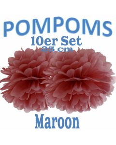Pompoms Maroon, 25 cm, 10 Stück