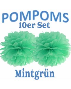 Pompoms Mintgrün, 10 Stück