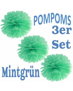 Pompoms Mintgrün, 3 Stück